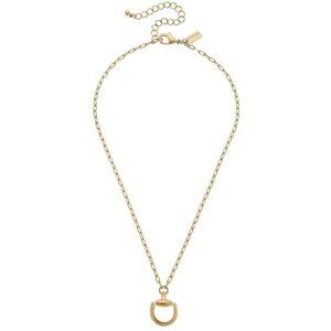 Canvas Style - Andie Horsebit Pendant Chain Necklace in Worn Gold